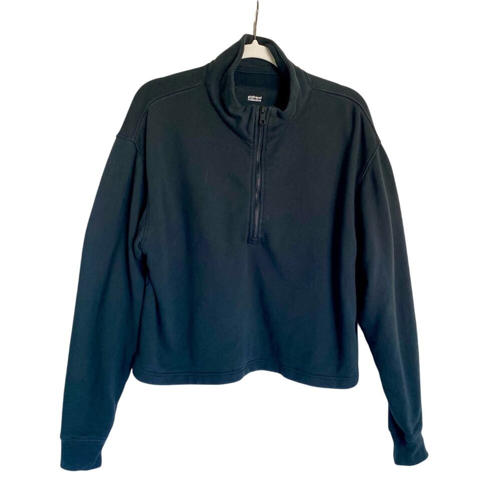 Girlfriend Collective Activewear Cotton Blend Half Zip Pullover Boxy Fit Sweater